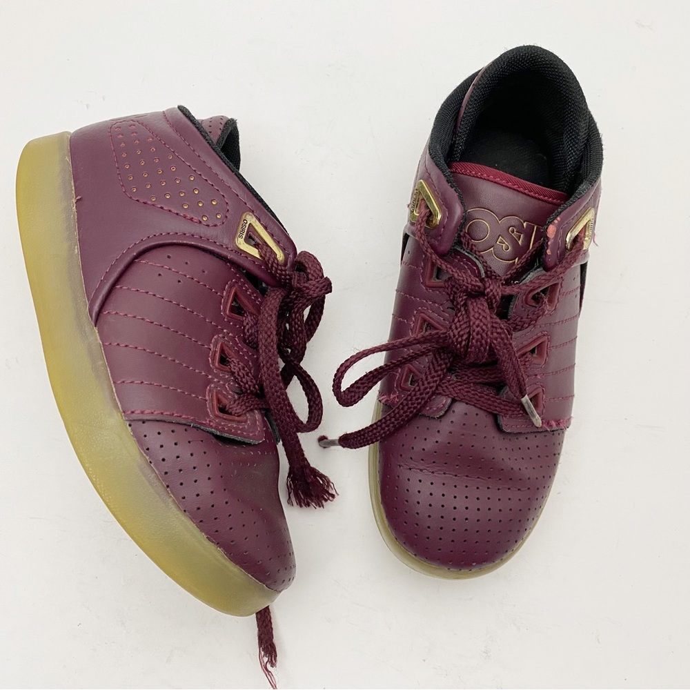 Osiris DV3 NYC83 Mid Top Perforated Skate Sneakers Kids‎ 13 Burgundy Gum Sole
